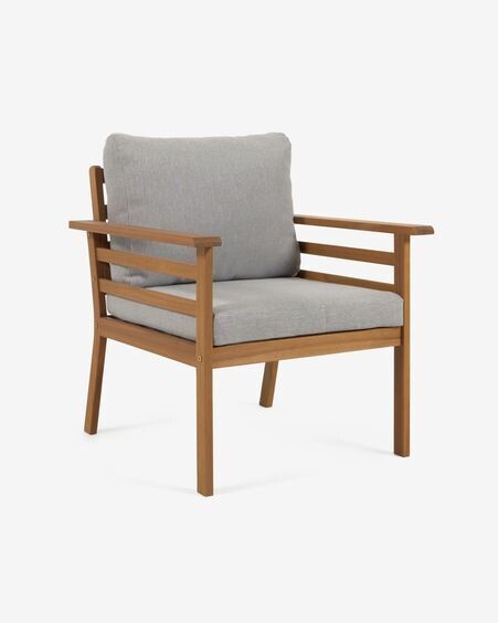 Set de exterior Vilma de sofá, 2 sillones y mesa de centro madera maciza acacia FSC 100%