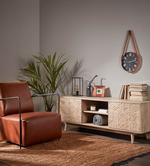 Mueble TV Seleb de madera maciza de mango 160 x 56 cm