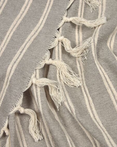 Manta Sweeney 100% algodón rayas blanco y gris 170 x 130 cm