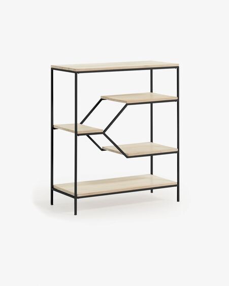 Estantería Push de madera maciza de mango y acero negro 80 x 93,5 cm