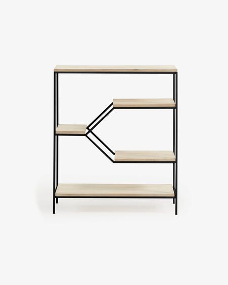 Estantería Push de madera maciza de mango y acero negro 80 x 93,5 cm