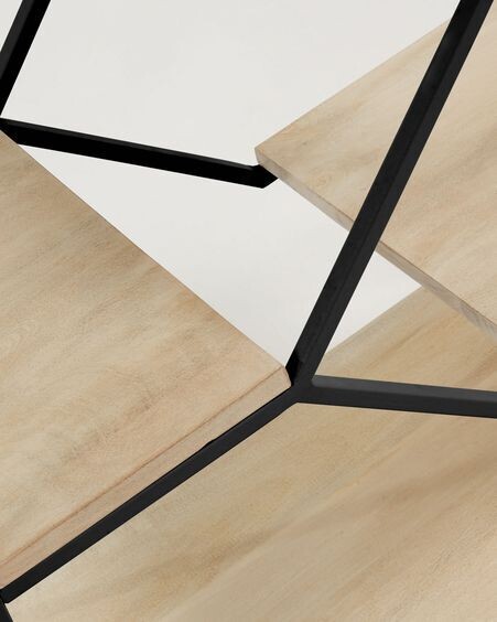 Estantería Push de madera maciza de mango y acero negro 80 x 93,5 cm