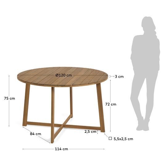 Mesa redonda de exterior Dafne madera maciza acacia Ø 120 cm FSC 100%