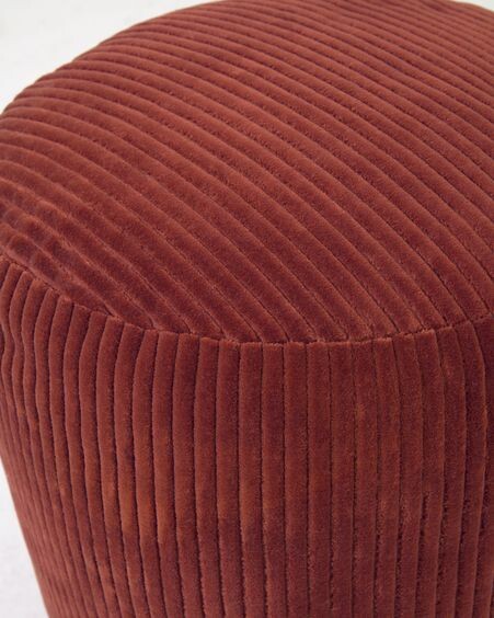 Puf redondo Cadenet de pana gruesa terracota Ø 40 cm