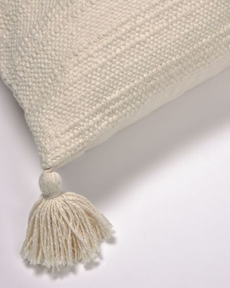 Funda cojín Devi con borlas blanco 45 x 45 cm