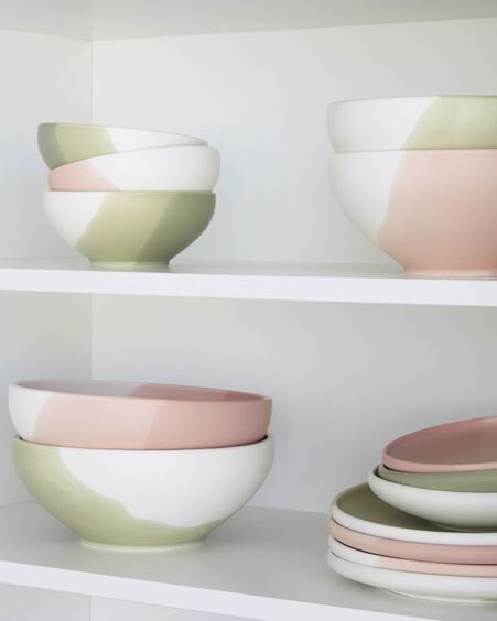 Bol pequeño Sayuri de porcelana verde y blanco