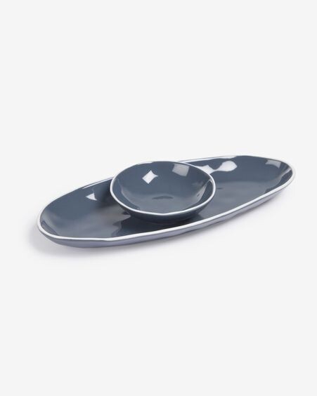 Set Pontis de 2 platos hondo de porcelana azul