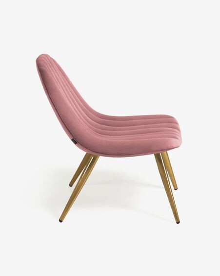 Silla Marlene terciopelo rosa patas acero acabado dorado