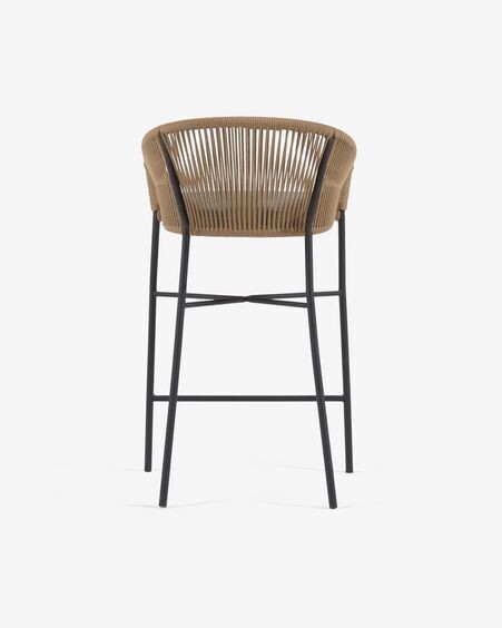Taburete Yanet de cuerda beige y acero galvanizado altura 80 cm