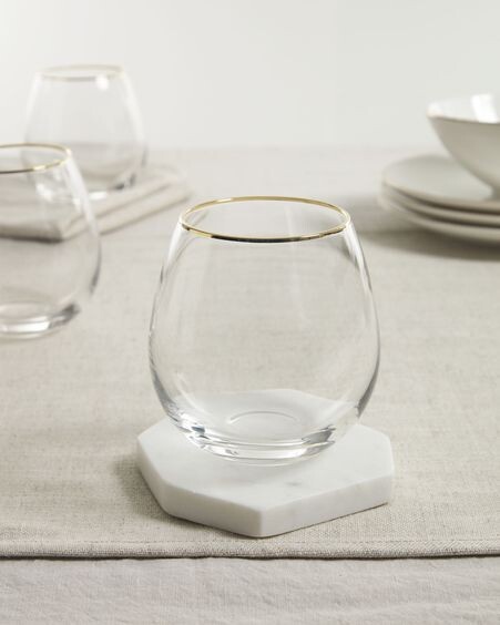 Vaso Rasine de cristal transparente y detalle dorado