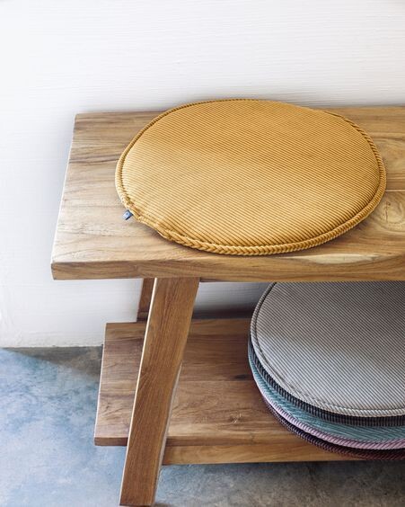 Cojín para silla redondo Sora pana mostaza Ø 35 cm