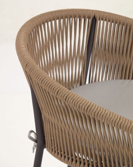 Taburete Yanet de cuerda beige y acero galvanizado altura 80 cm