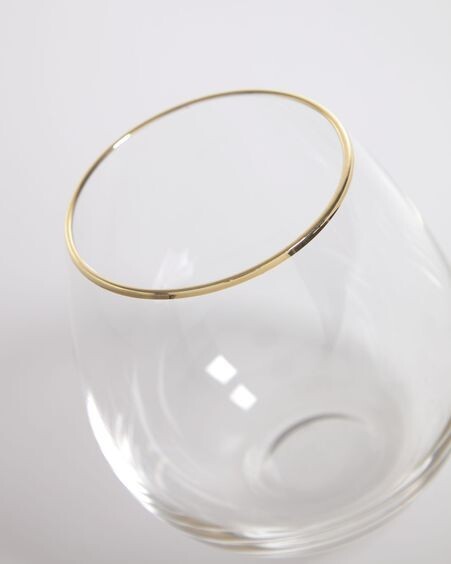 Vaso Rasine de cristal transparente y detalle dorado