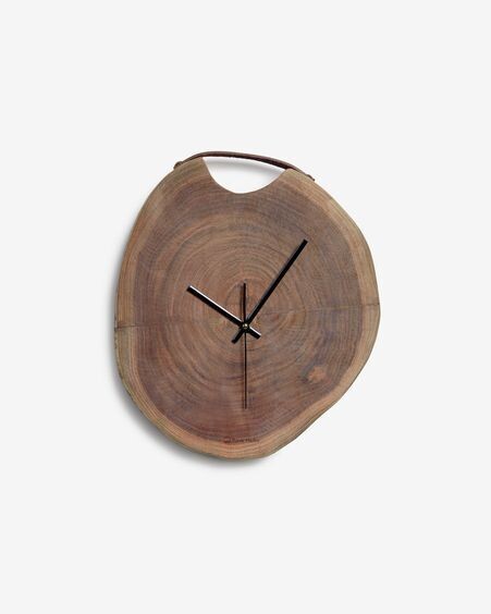 Reloj de pared redondo Yuliana de madera maciza de acacia Ø 30 x 35 cm