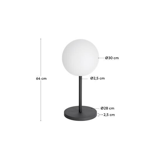 Lámpara de mesa de exterior Dinesh de acero negro