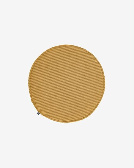 Cojín para silla redondo Sora pana mostaza Ø 35 cm