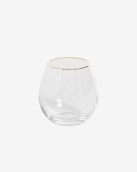 Vaso Rasine de cristal transparente y detalle dorado