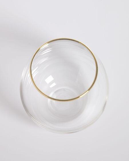Vaso Rasine de cristal transparente y detalle dorado