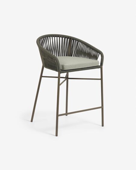 Taburete Yanet de cuerda verde y acero galvanizado altura 65 cm