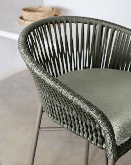 Taburete Yanet de cuerda verde y acero galvanizado altura 65 cm