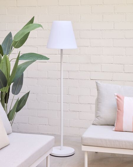 Lámpara de pie de exterior Amaray de acero con acabado blanco