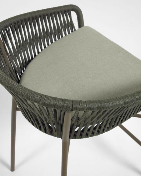 Taburete Yanet de cuerda verde y acero galvanizado altura 65 cm