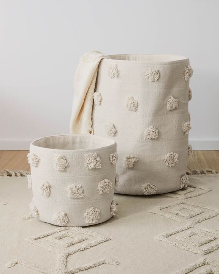 Cesta pequeña Khrista 100% algodón orgánico (GOTS) beige