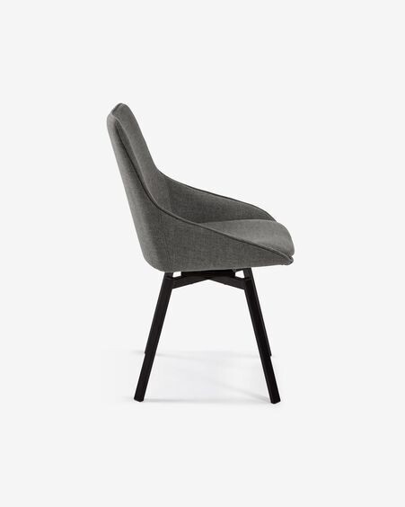 Silla giratoria Jenna gris oscuro y patas de acero acabado negro