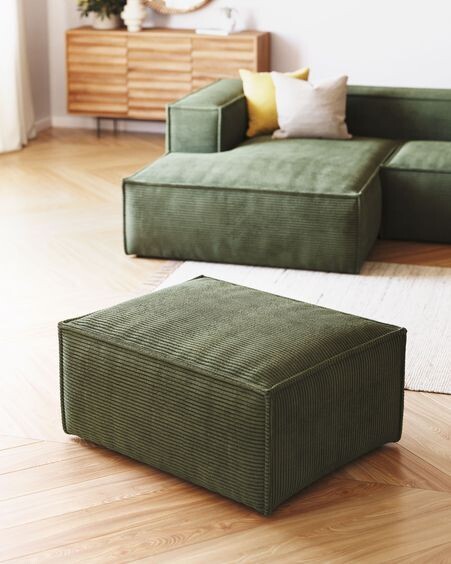 Reposapiés Blok de pana gruesa verde 90 x 70 cm