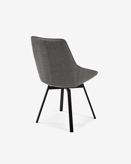 Silla giratoria Jenna gris oscuro y patas de acero acabado negro