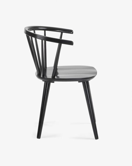 Silla Trise DM y madera maciza de caucho lacado negro