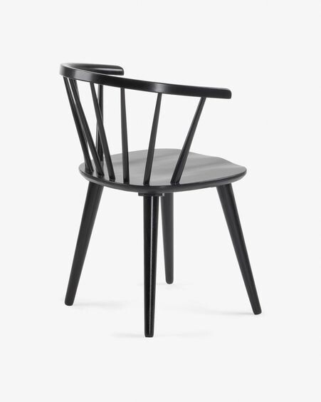 Silla Trise DM y madera maciza de caucho lacado negro