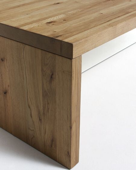 Mesa de centro Tulsi madera maciza de roble y cristal 120 x 70 cm