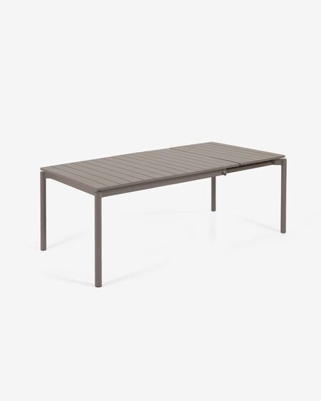 Mesa extensible de exterior Zaltana de aluminio con acabado marrón mate 140 (200) x 90 cm