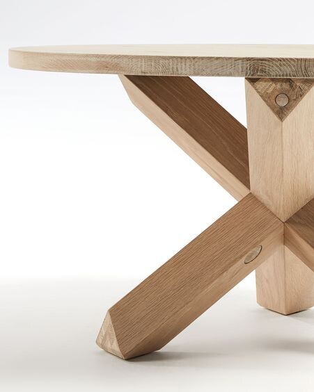 Mesa de centro Lotus Ø 65 cm madera maciza de roble