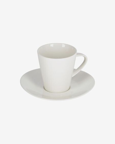 Taza de café grande con plato Pierina porcelana blanco