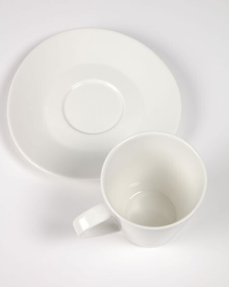 Taza de café grande con plato Pierina porcelana blanco