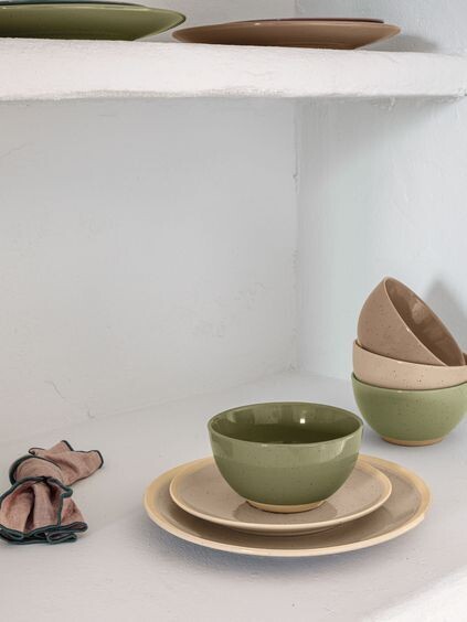 Plato plano Tilia de cerámica beige