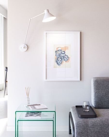 Cuadro Fedra caras de persona con gafas blanco y beige 50 x 70 cm