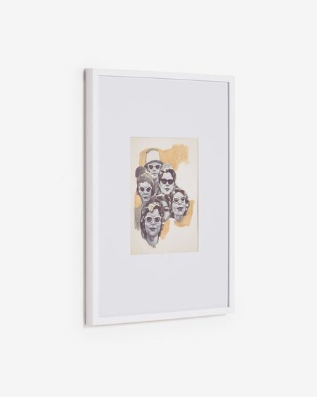 Cuadro Fedra caras de persona con gafas blanco y beige 50 x 70 cm
