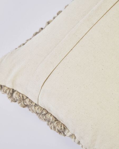 Funda cojín Maday de lana y algodón beige 45 x 45 cm
