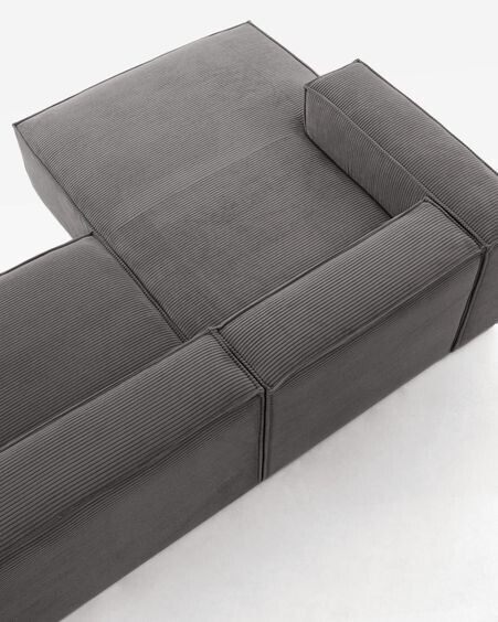 Sofá Blok 4 plazas chaise longue izquierdo pana gruesa gris 330 cm