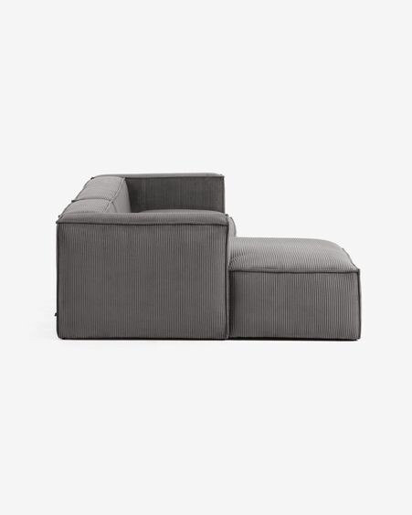 Sofá Blok 4 plazas chaise longue izquierdo pana gruesa gris 330 cm