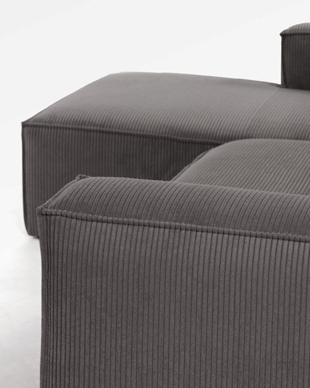 Sofá Blok 4 plazas chaise longue izquierdo pana gruesa gris 330 cm