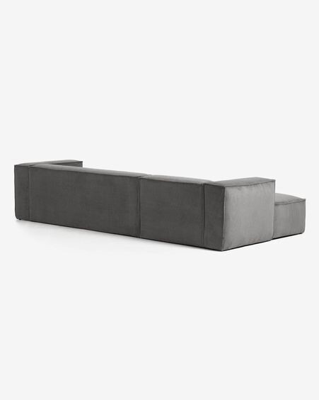 Sofá Blok 4 plazas chaise longue izquierdo pana gruesa gris 330 cm