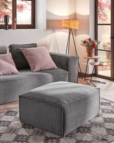 Sofá Blok 3 plazas chaise longue izquierdo pana gruesa gris 300 cm