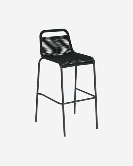 Taburete Lambton de cuerda negro y acero con acabado negro altura 74 cm