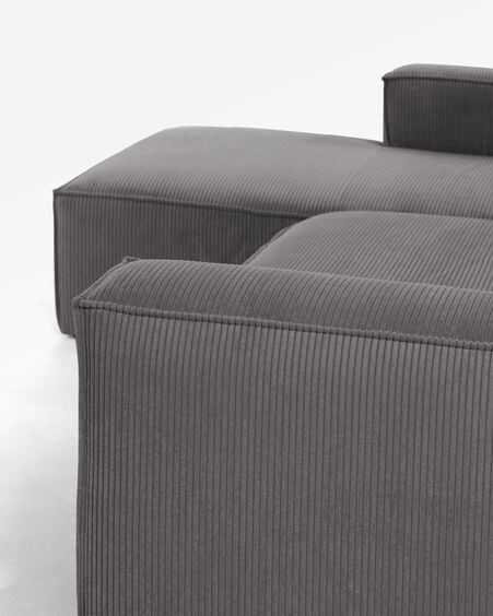 Sofá Blok 3 plazas chaise longue izquierdo pana gruesa gris 300 cm