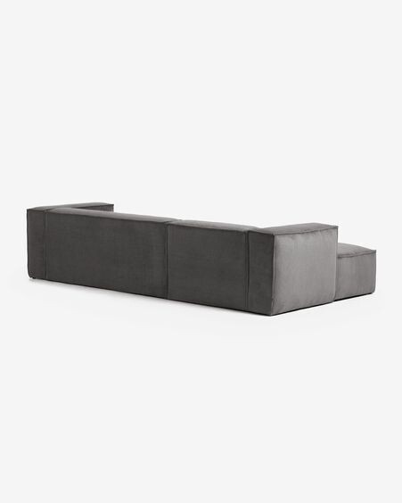 Sofá Blok 3 plazas chaise longue izquierdo pana gruesa gris 300 cm