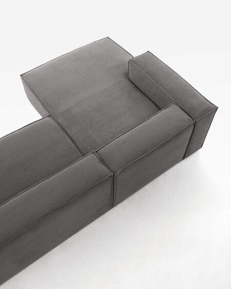 Sofá Blok 3 plazas chaise longue izquierdo pana gruesa gris 300 cm